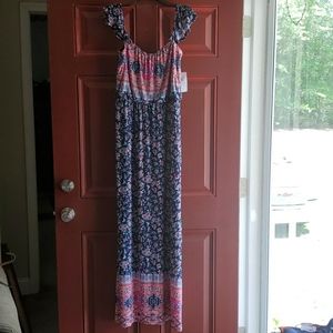 Floral Ruffle Sleeve Maxi Dress